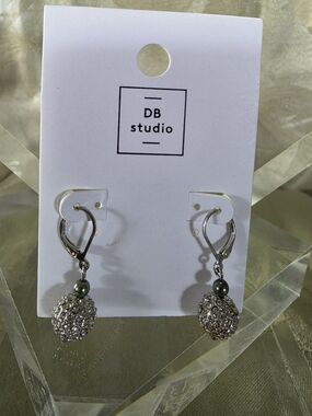 #1156 DB Studio Silver Crystal Drop Earrings - Silver